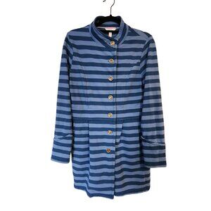 Matilda Jane Womens Blue Striped Button-Front Coat Size S